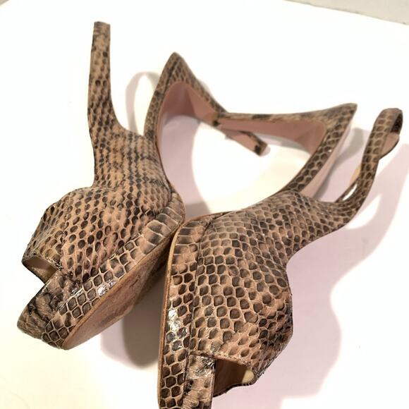 Elie Tahari Womens Brown Snakeskin Peep Toe Shoes Heels Size US 9.5 - Picture 2 of 11